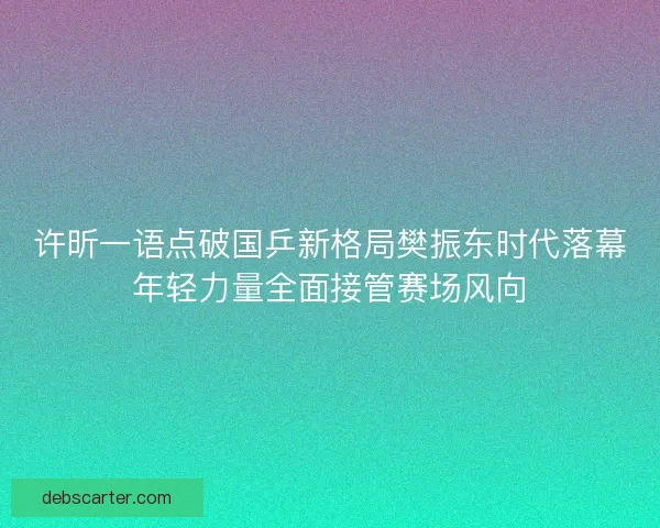 许昕一语点破国乒新格局樊振东时代落幕年轻力量全面接管赛场风向